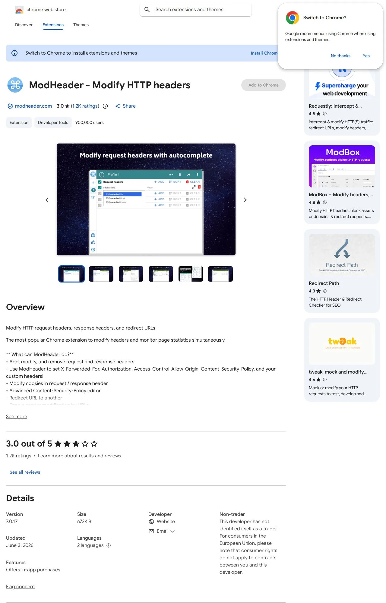 Chrome Web Store listing on the Chrome Web Store